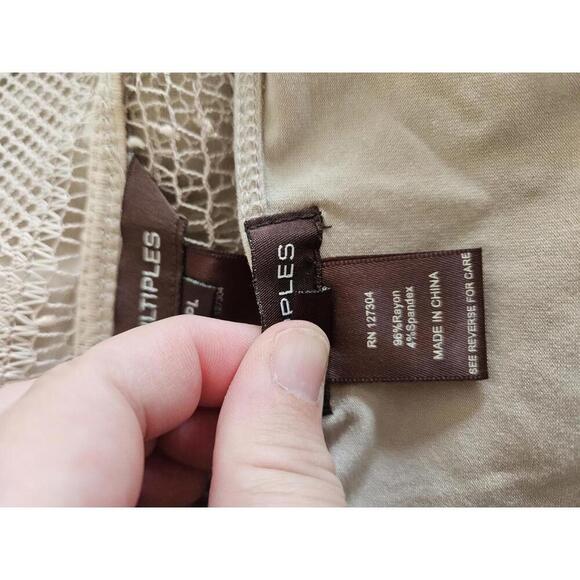 LOT Multiples Medium/P. Large tan open knit cover up & tank set. Tie front cardi - Picture 4 of 7